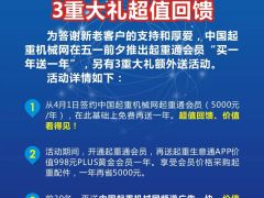 中國(guó)起重機(jī)械網(wǎng)慶五一“買一送一”三重大禮鉅惠不容錯(cuò)過！